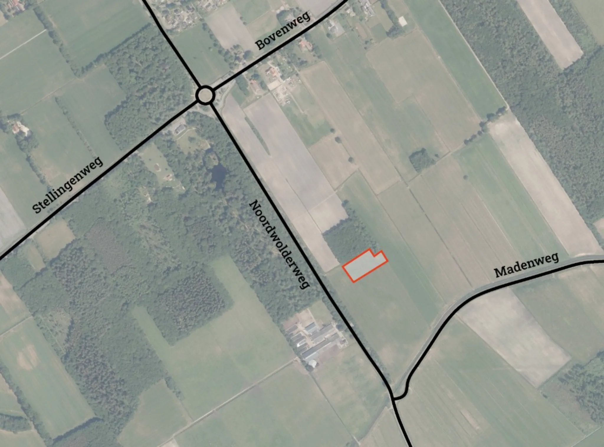 Weergave van de locatie van het nieuwe regelstation in Oldeberkoop.