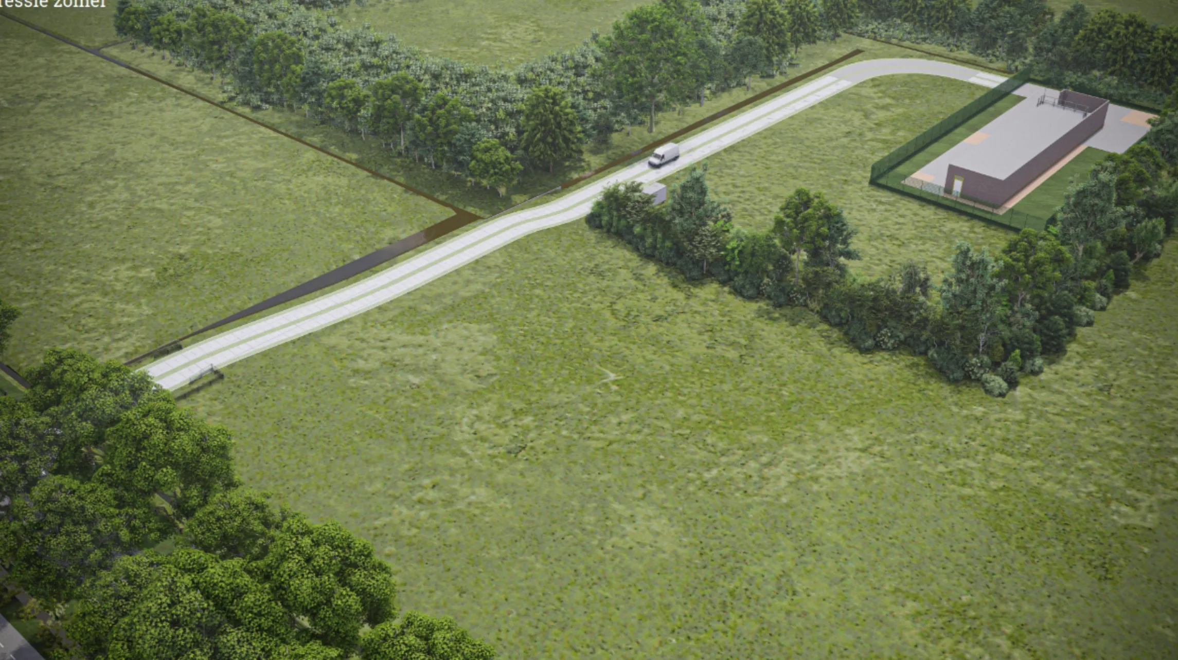 Weergave van de plattegrond van het nieuwe elektriciteitsstation.