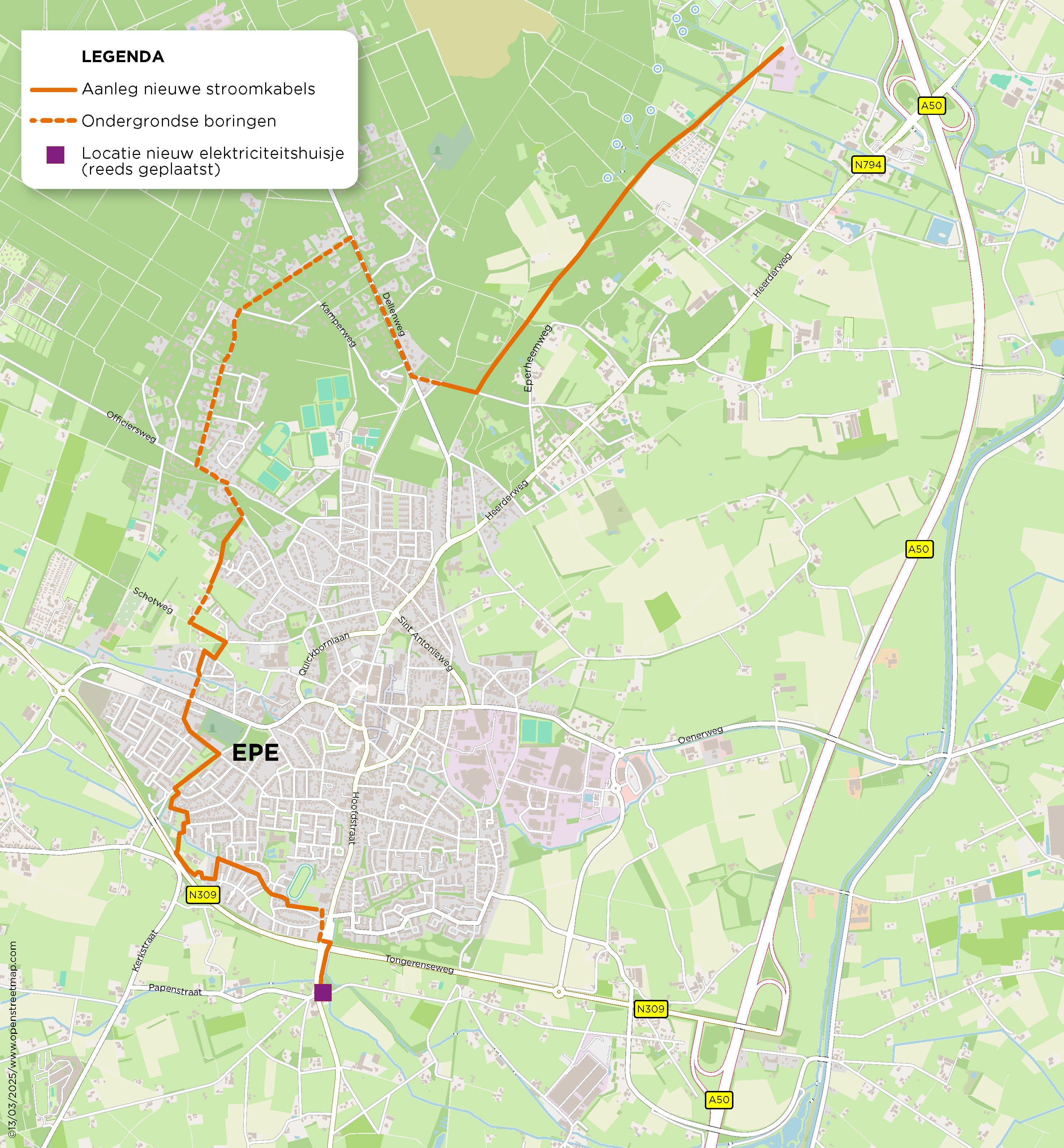 Plattegrond met werkzaamheden in Epe