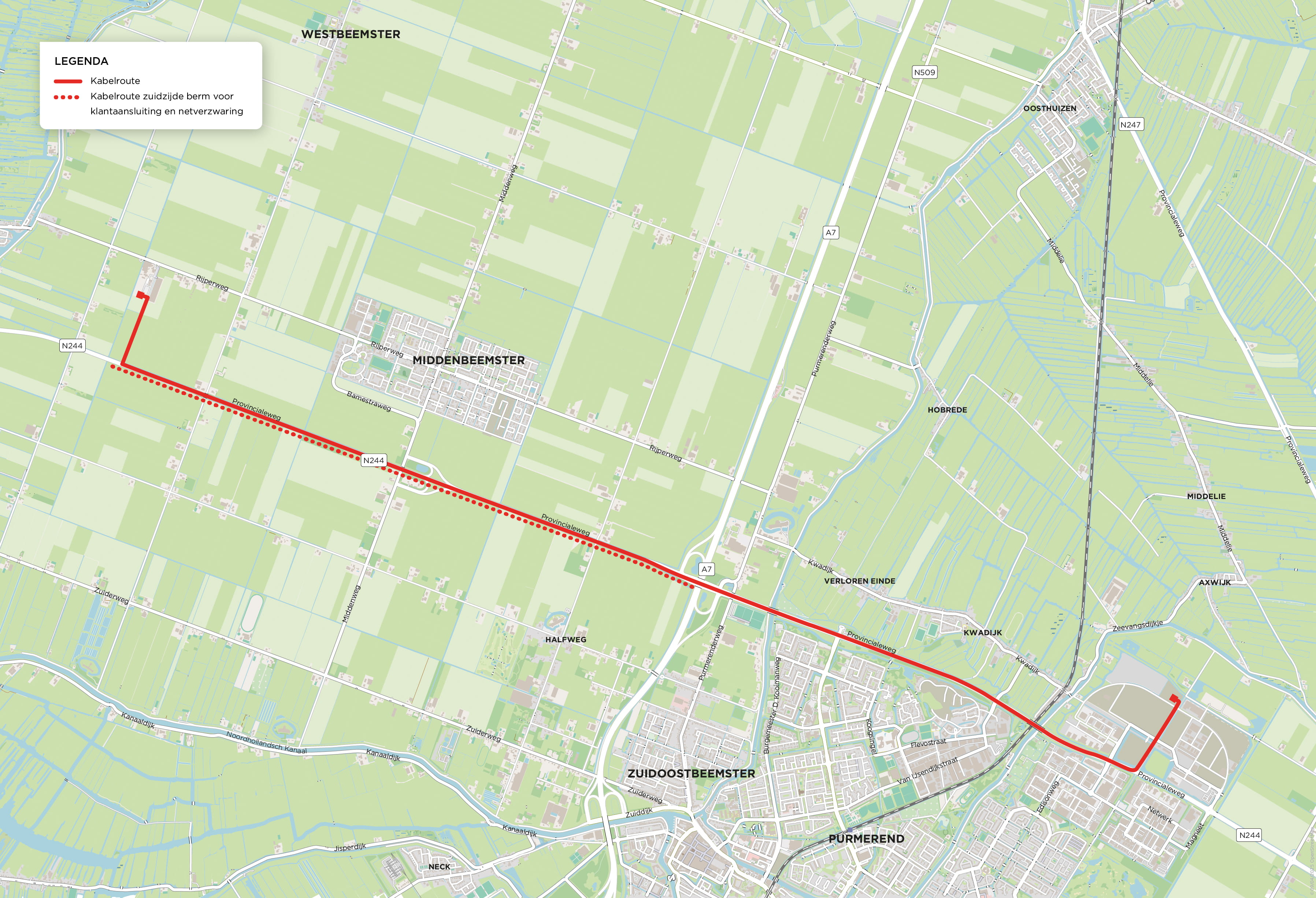 Plattegrond met de werkzaamheden in Westbeemster