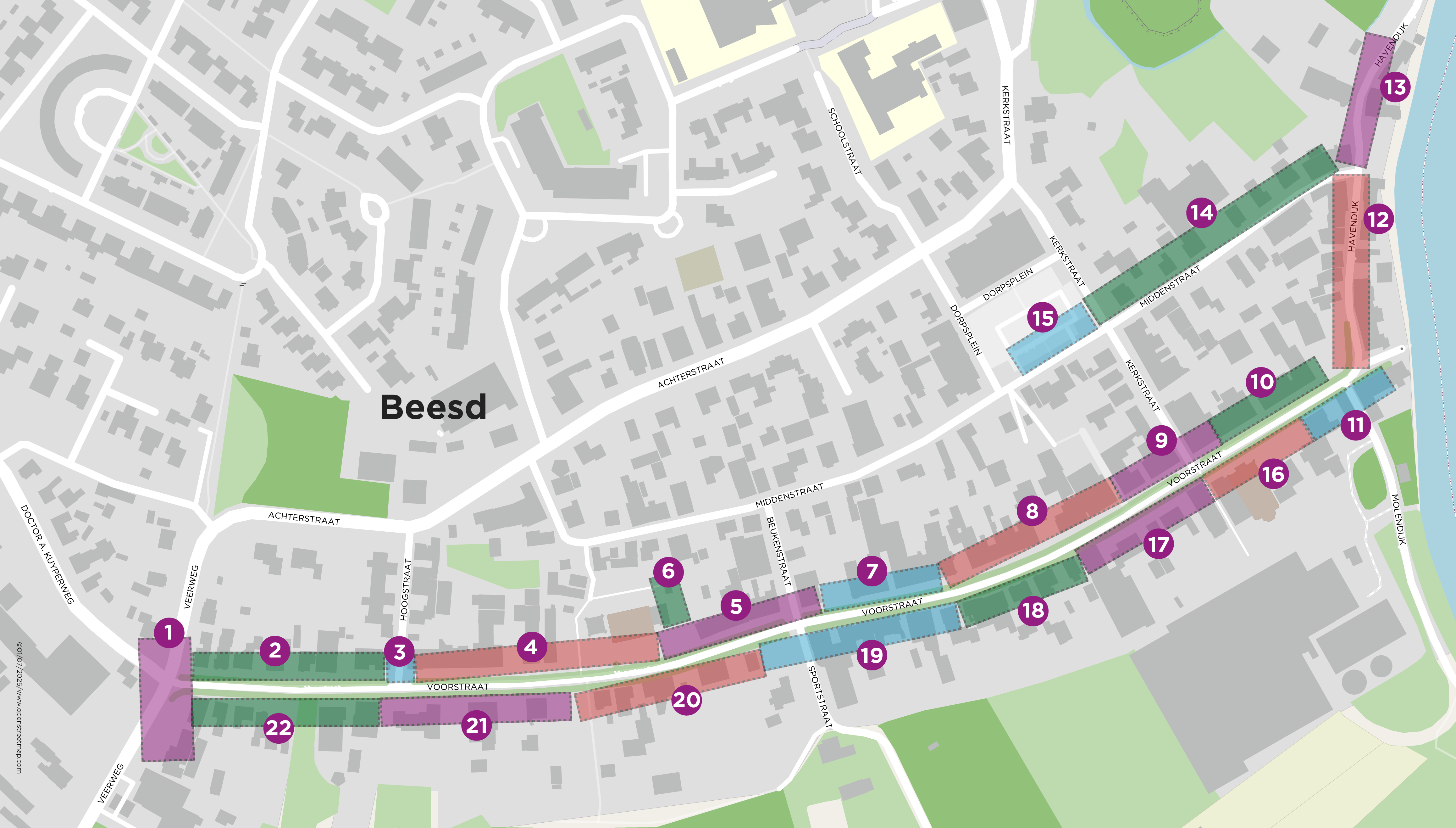 Plattegrond met werkzaamheden Voorstraat