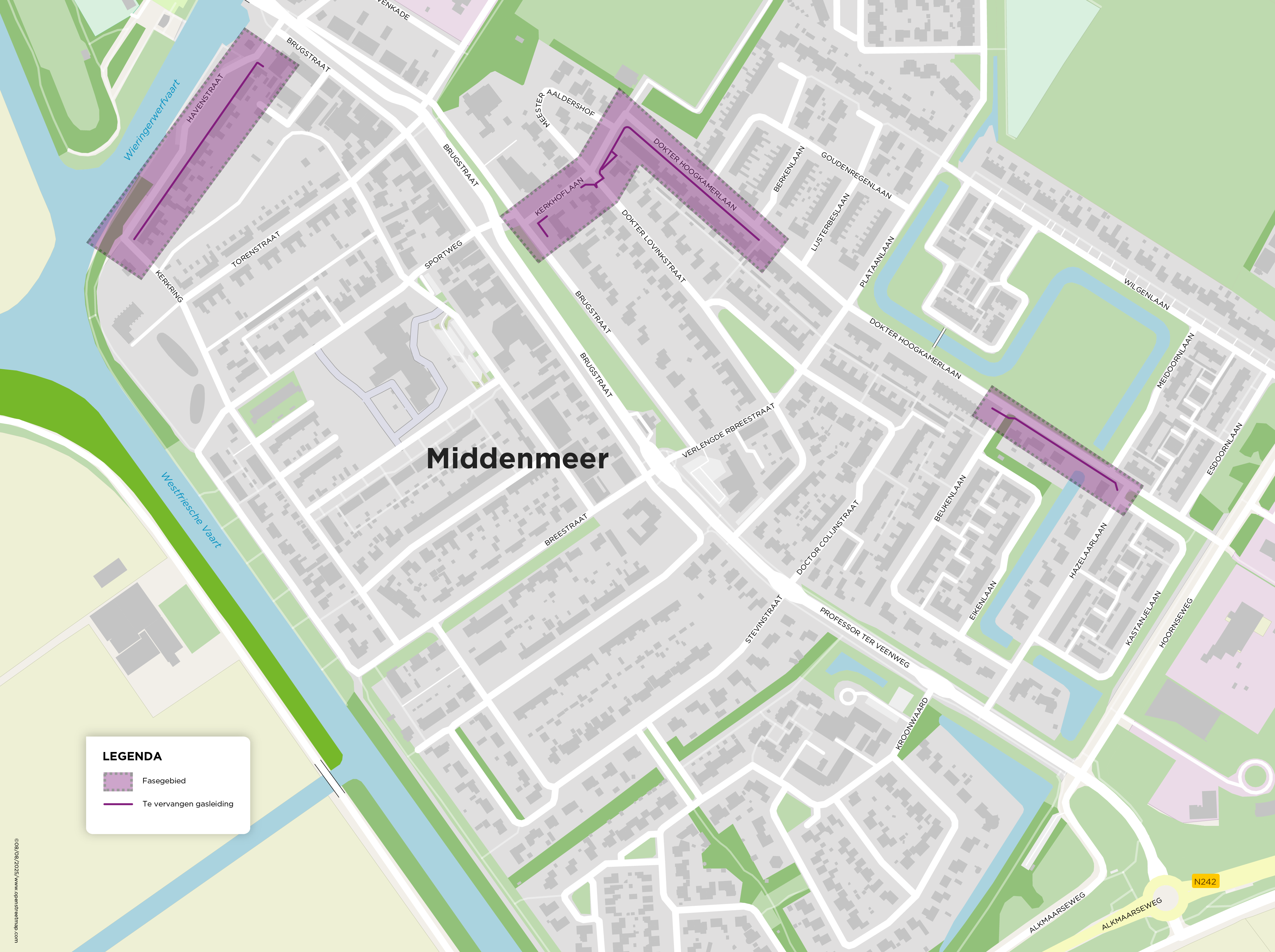 Plattegrond met werkzaamheden in Middenmeer