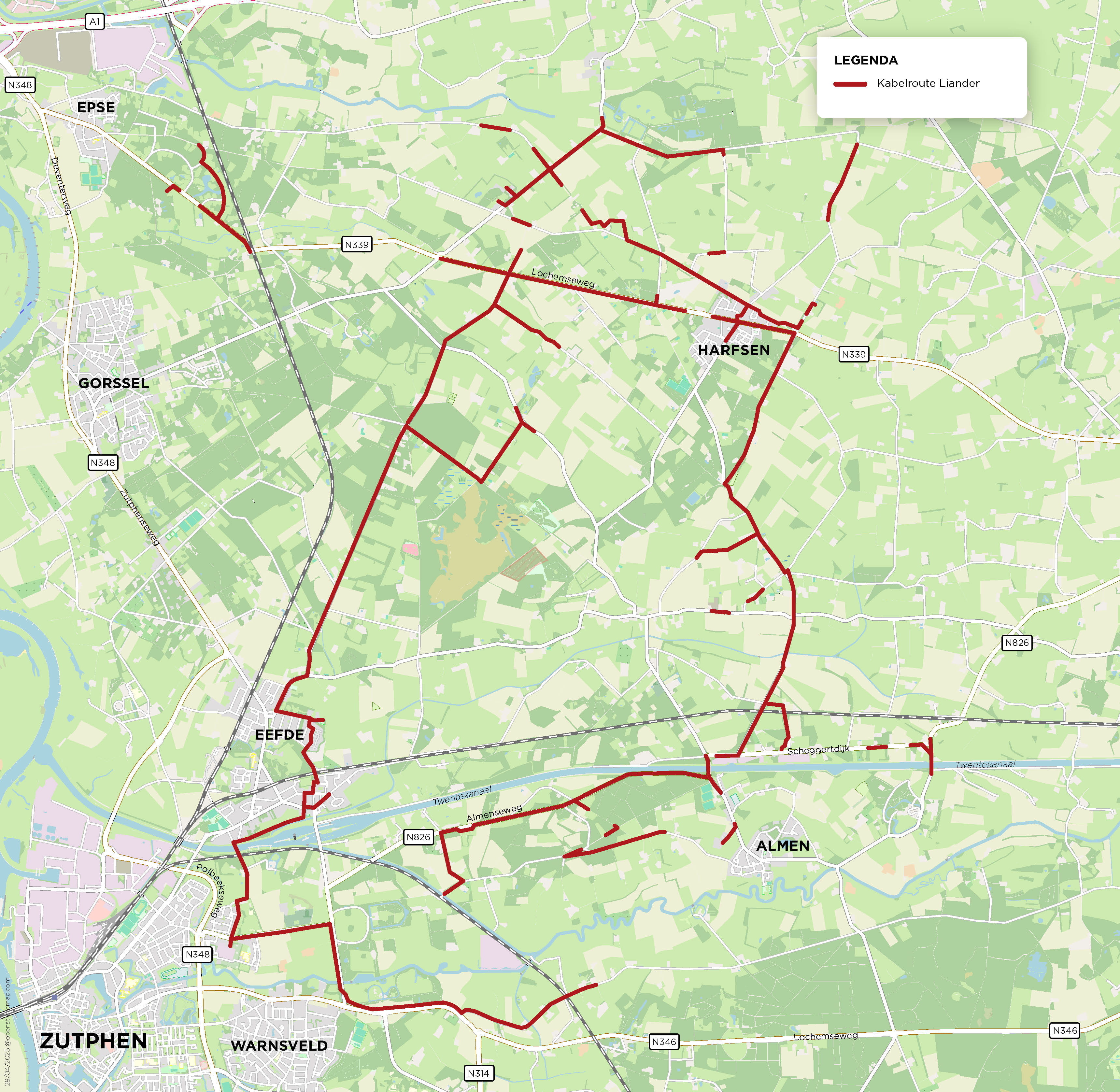 Harfsen kabelroute uitbreiding middenspanningsnet