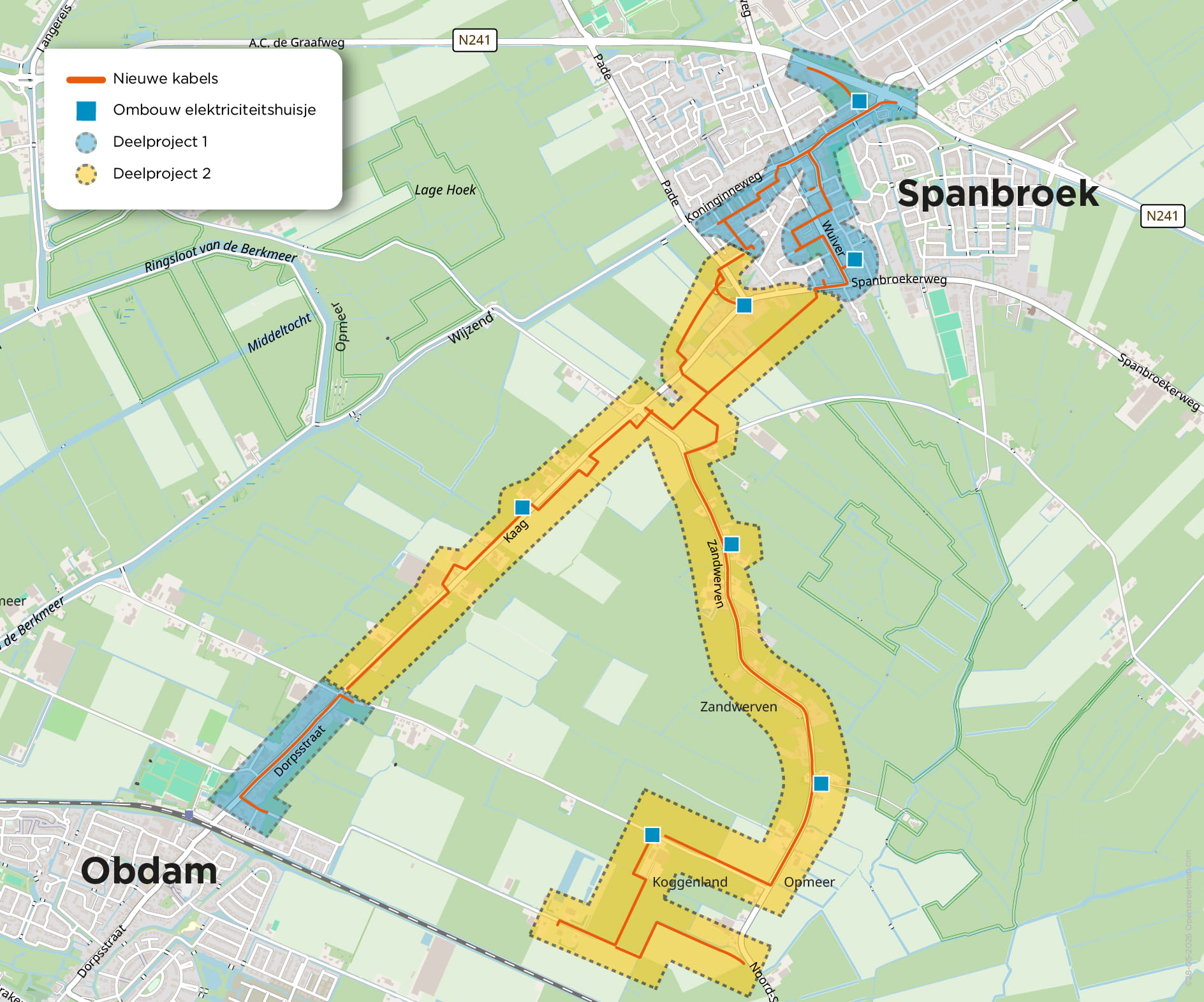 Kabelroute en deelprojecten Spanbroekerweg - Spanbroek
