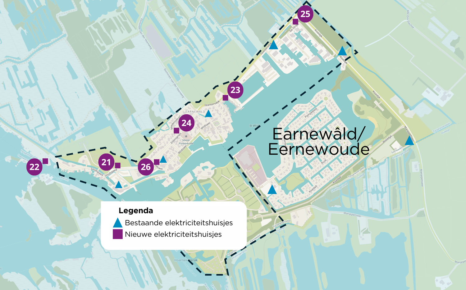Werkgebied voor de buurtaanpak in Earnewâld