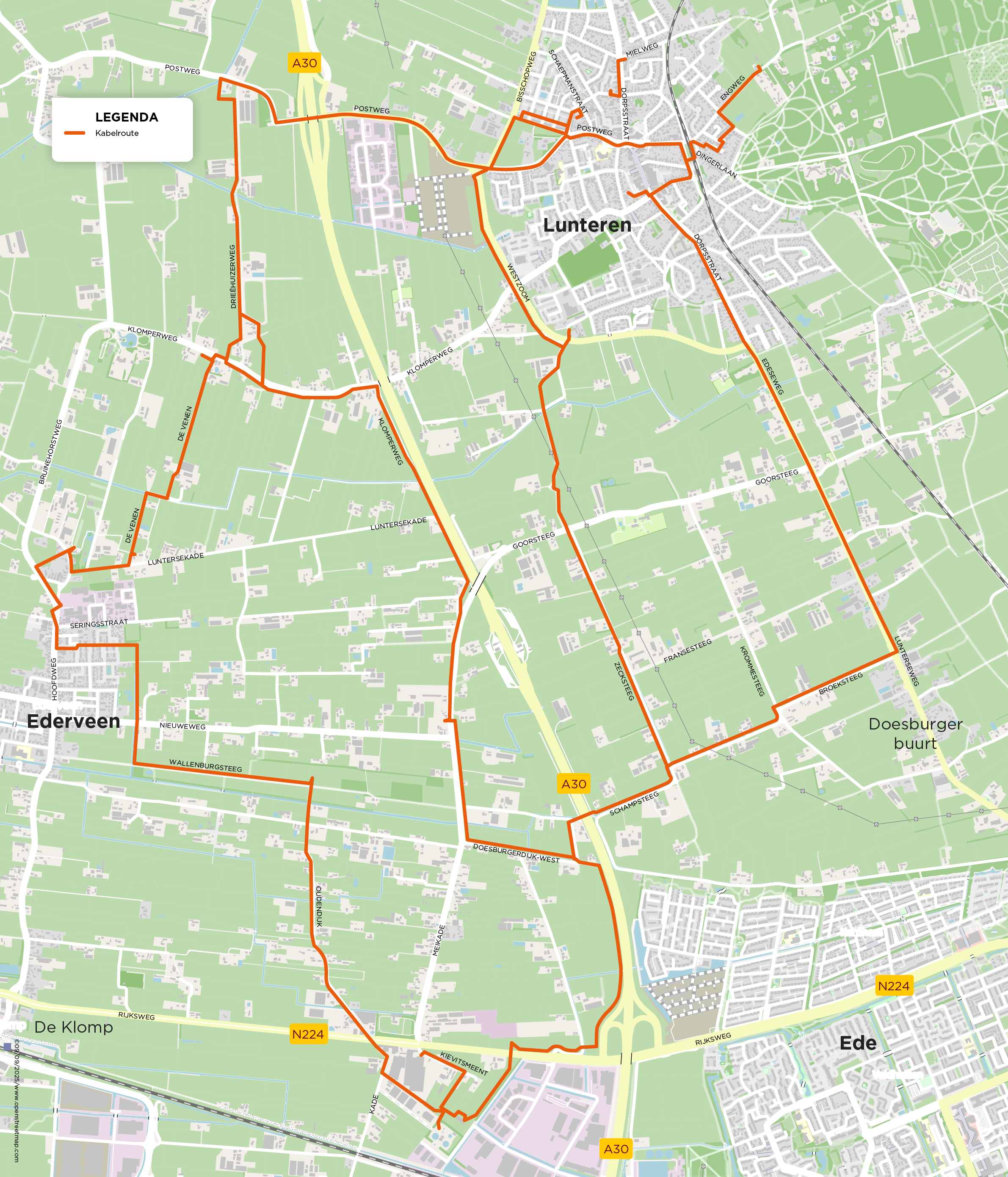 Kabelroute door Lunteren en Ederveen
