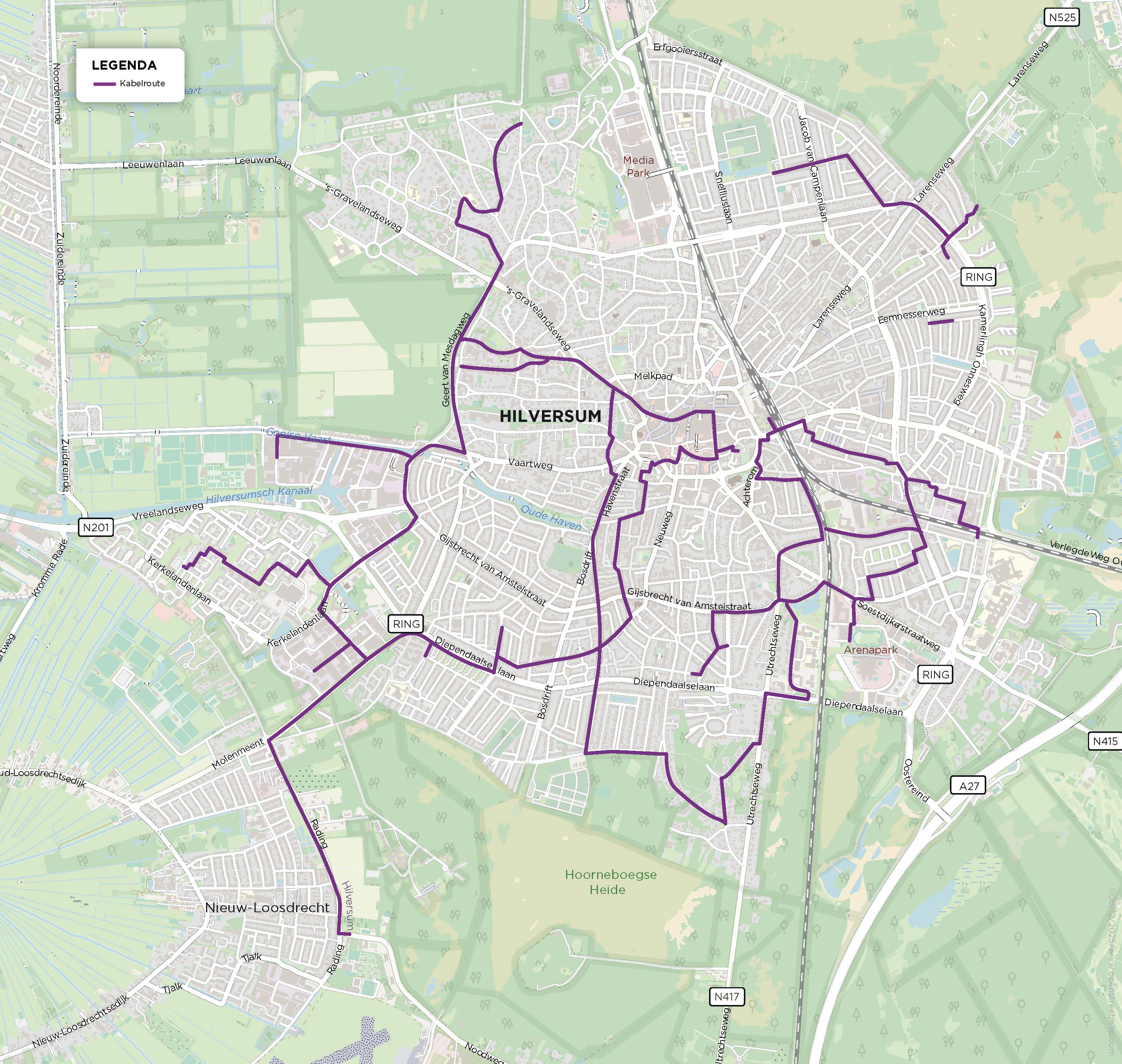 kabelroute door hilversum