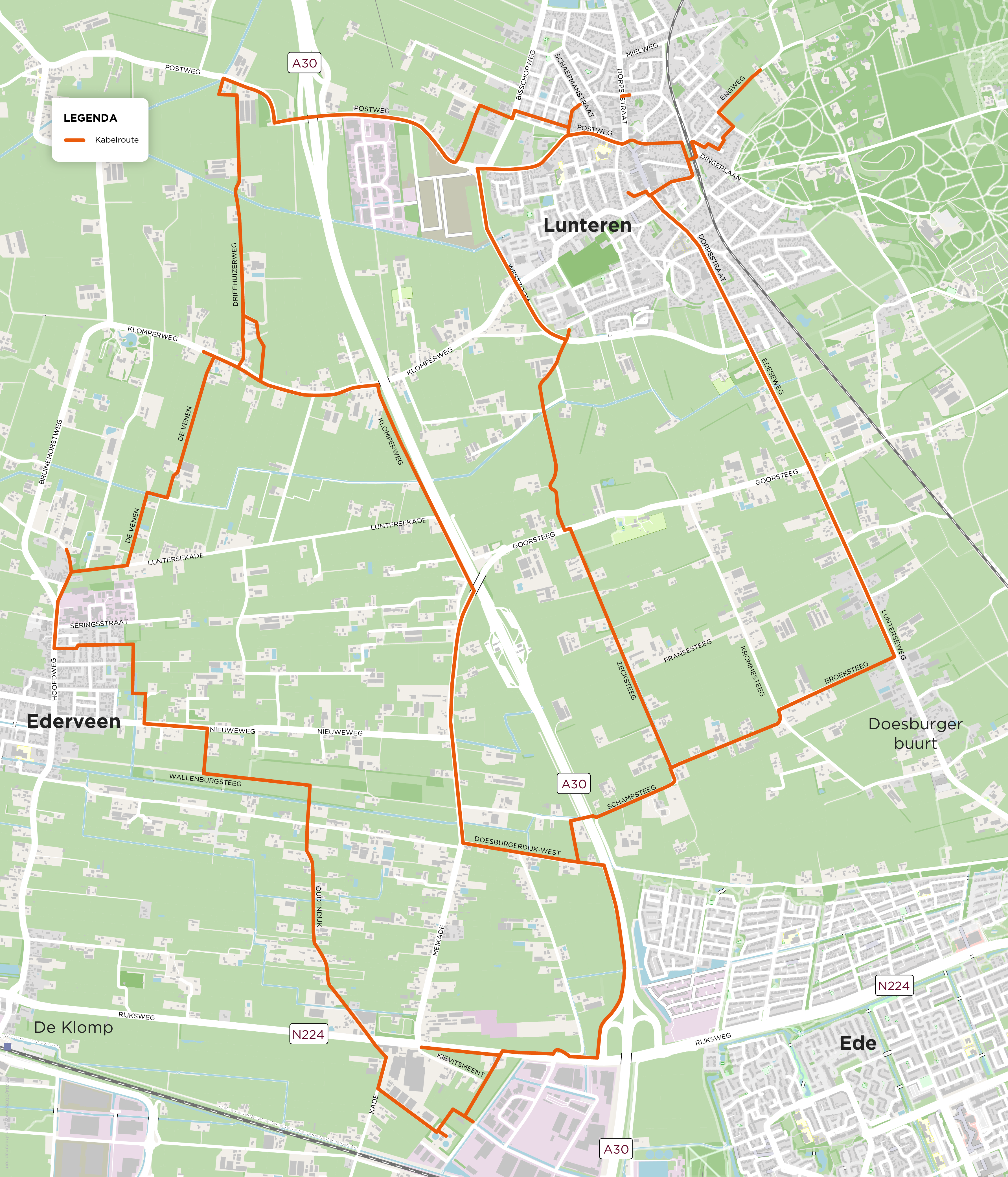 kabelroute door Lunteren en Ederveen