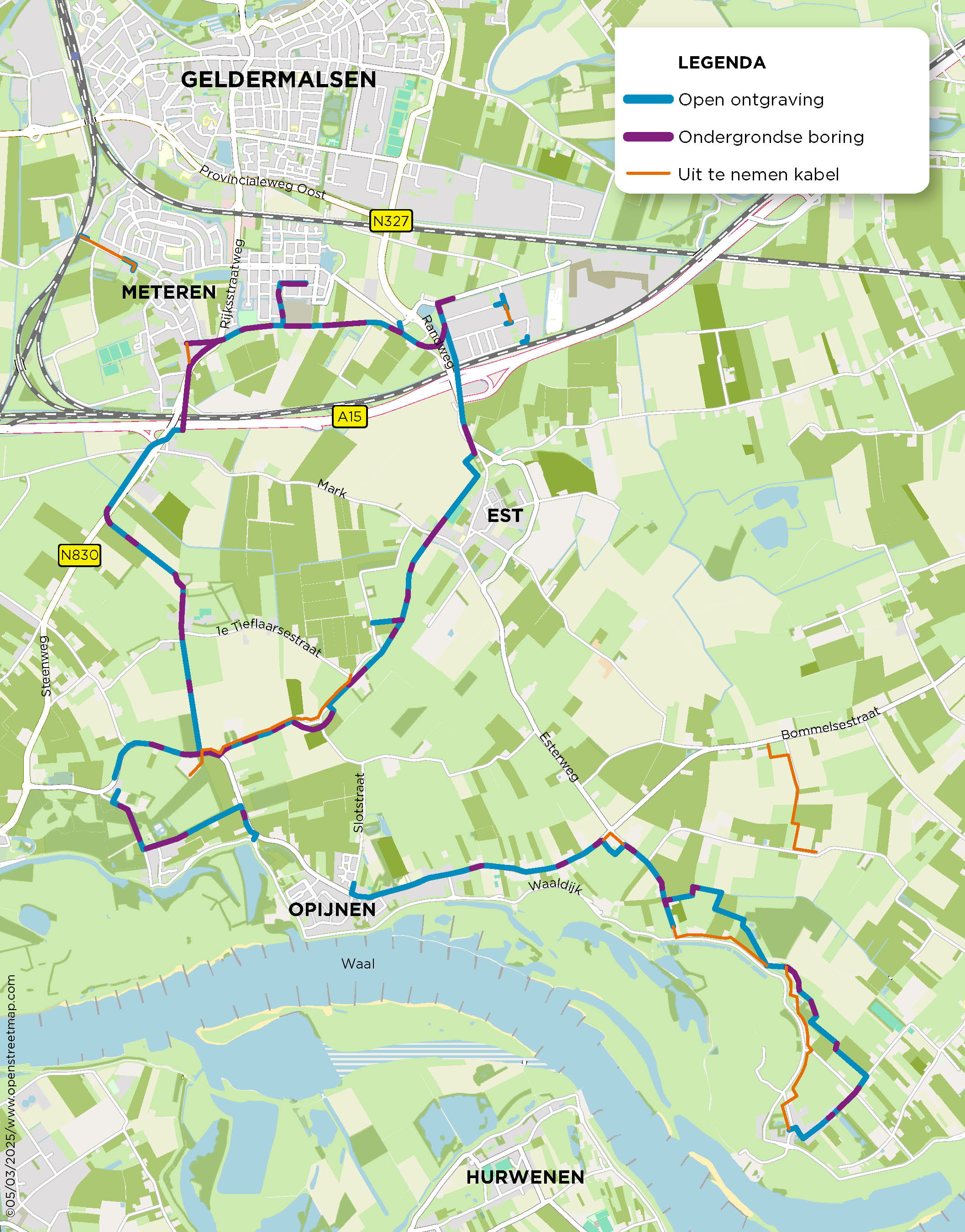 Kabelroute Opijnen Uitbreiding middenspanningsnet