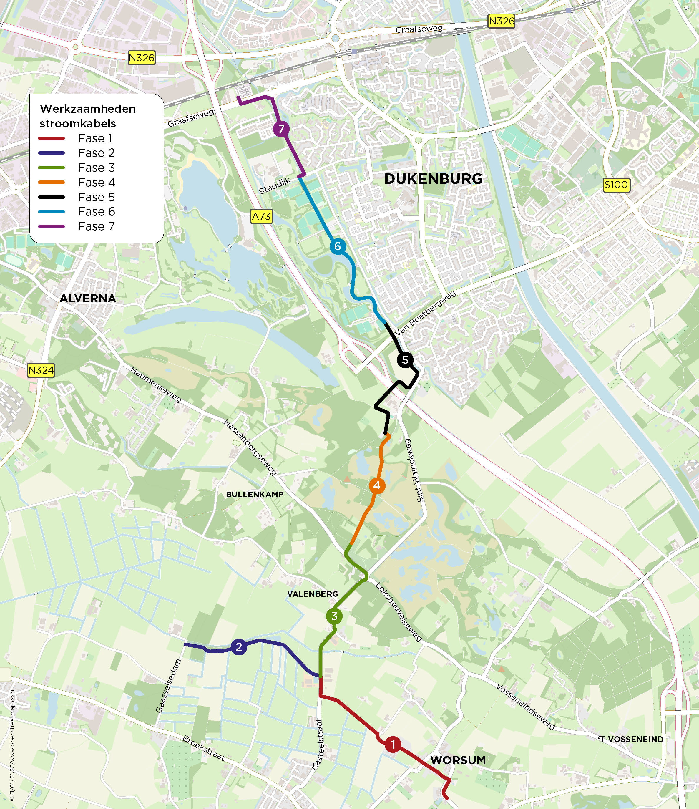 Plattegrond werkzaamheden Malden Heumen