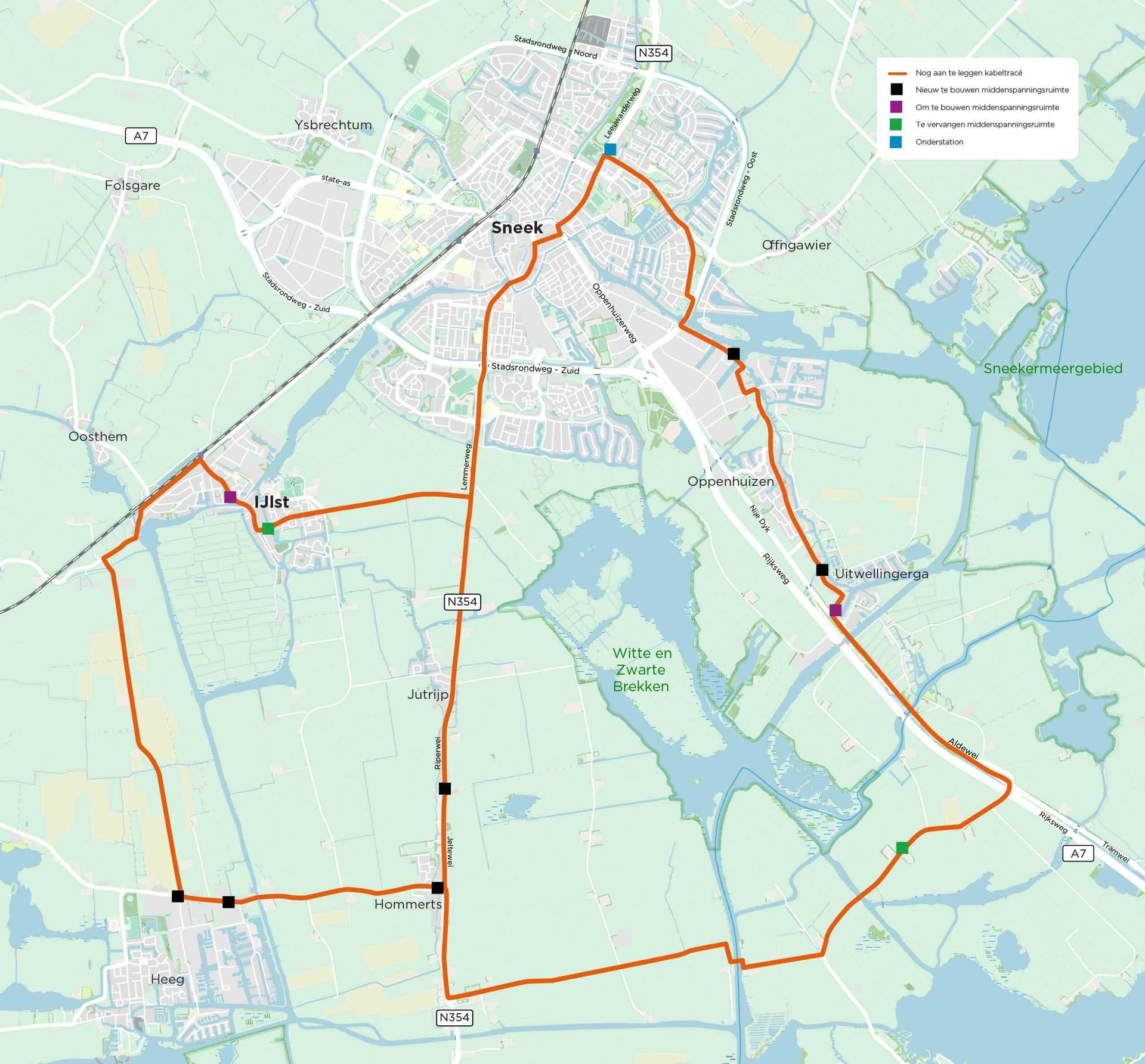 Kaart werkzaamheden Sneek-IJlst