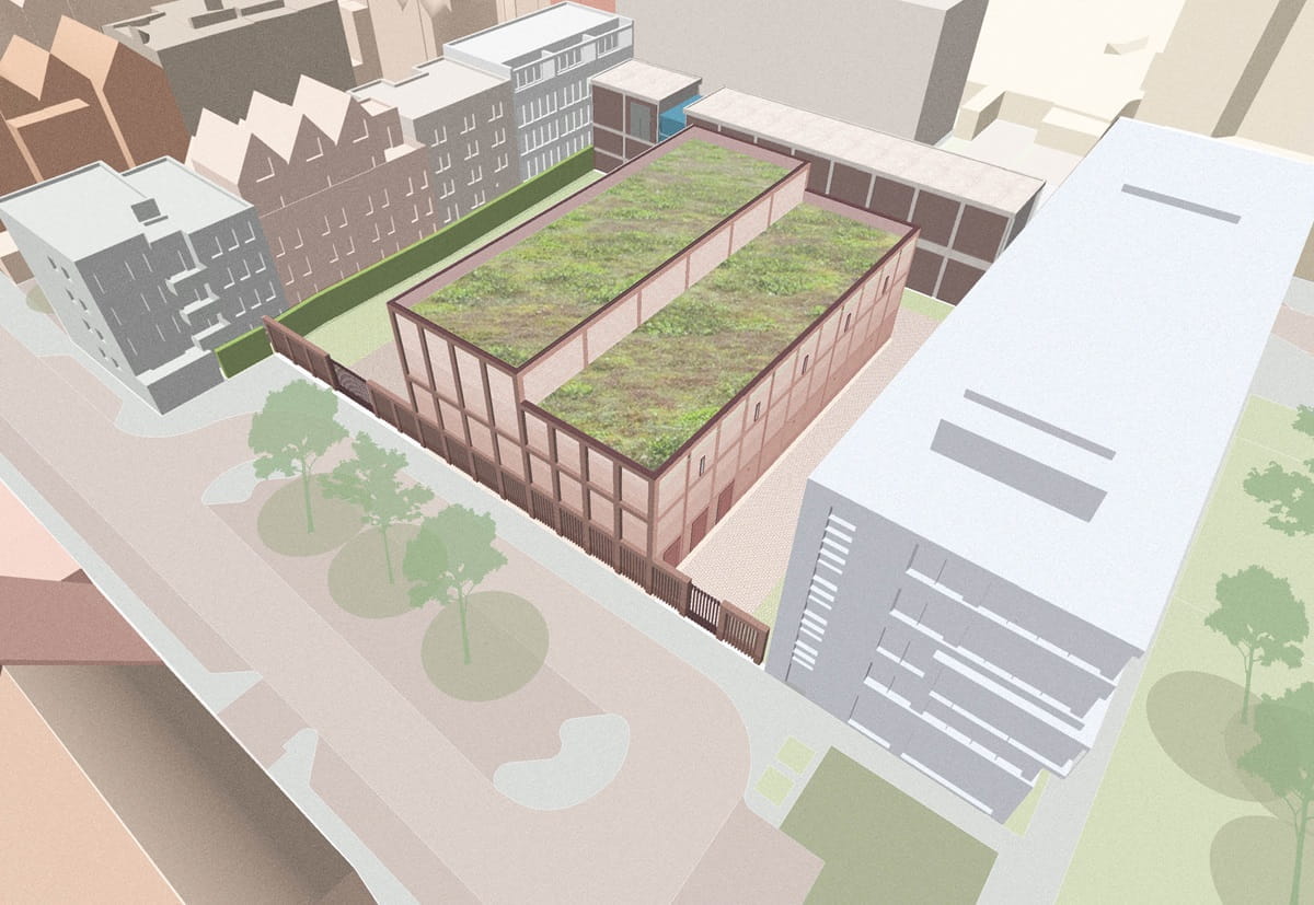 Sedumdak op het nieuwe gebouw