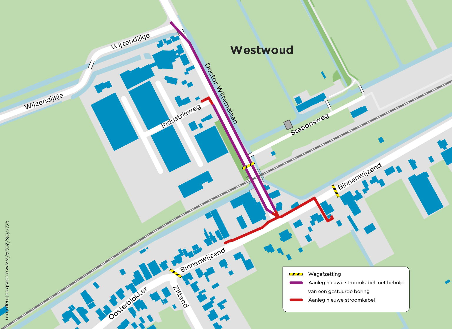 Plattegrond werkgebied Westwoud