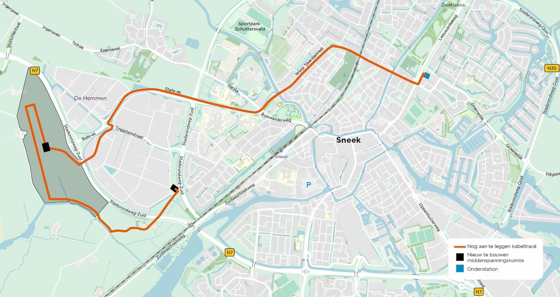 Kaart werkzaamheden Sneek de Hemmen