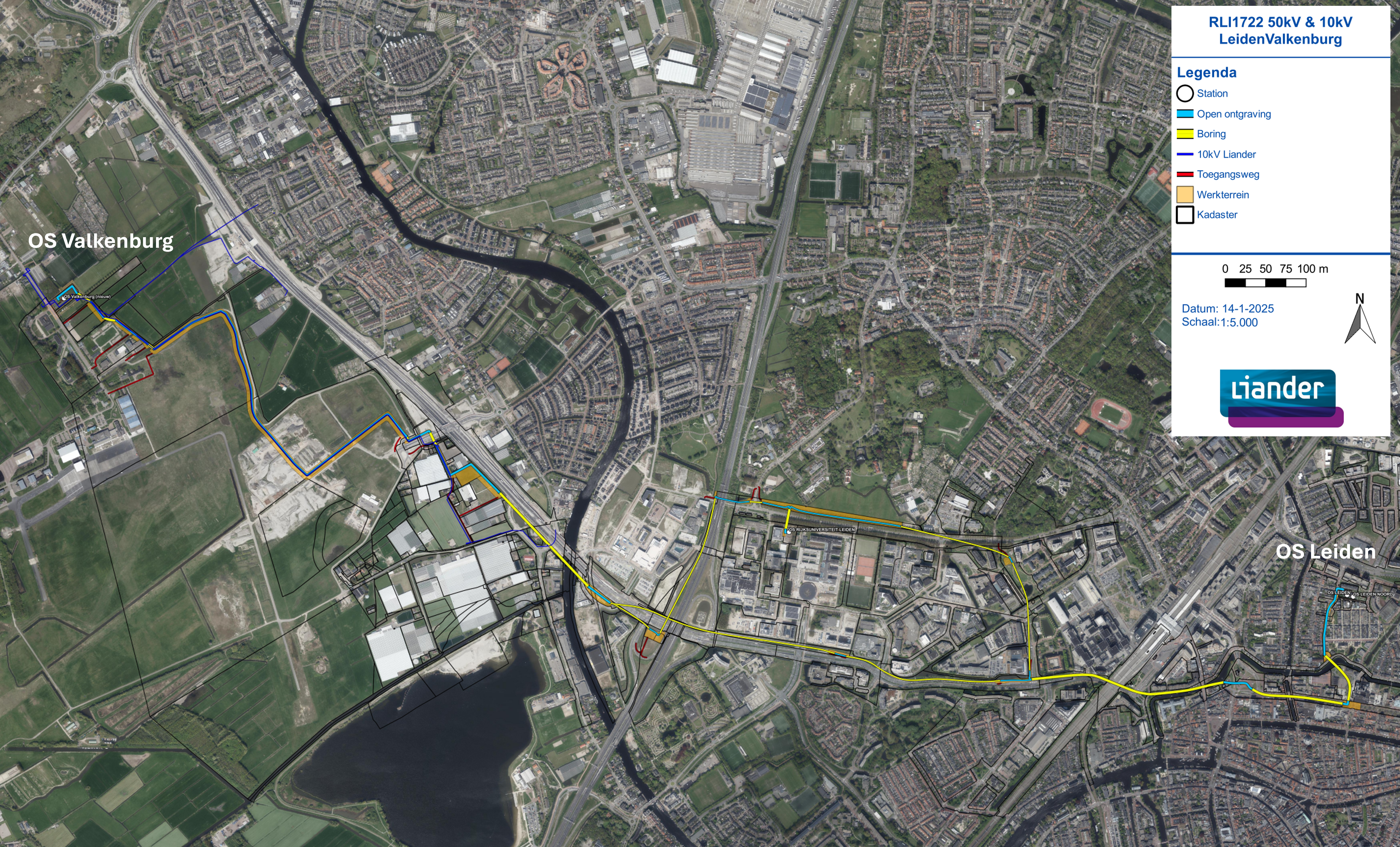 50kV en 10kV tracé Leiden - Valkenburg