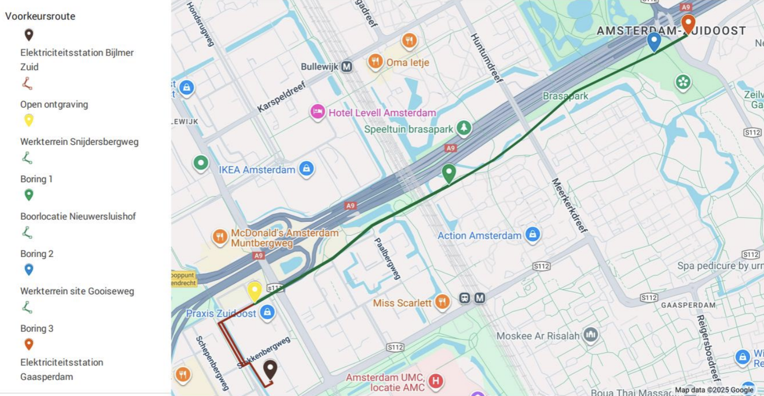 Voorkeursroute elektriciteitsstation Bijlmer Zuid-Gaasperdam