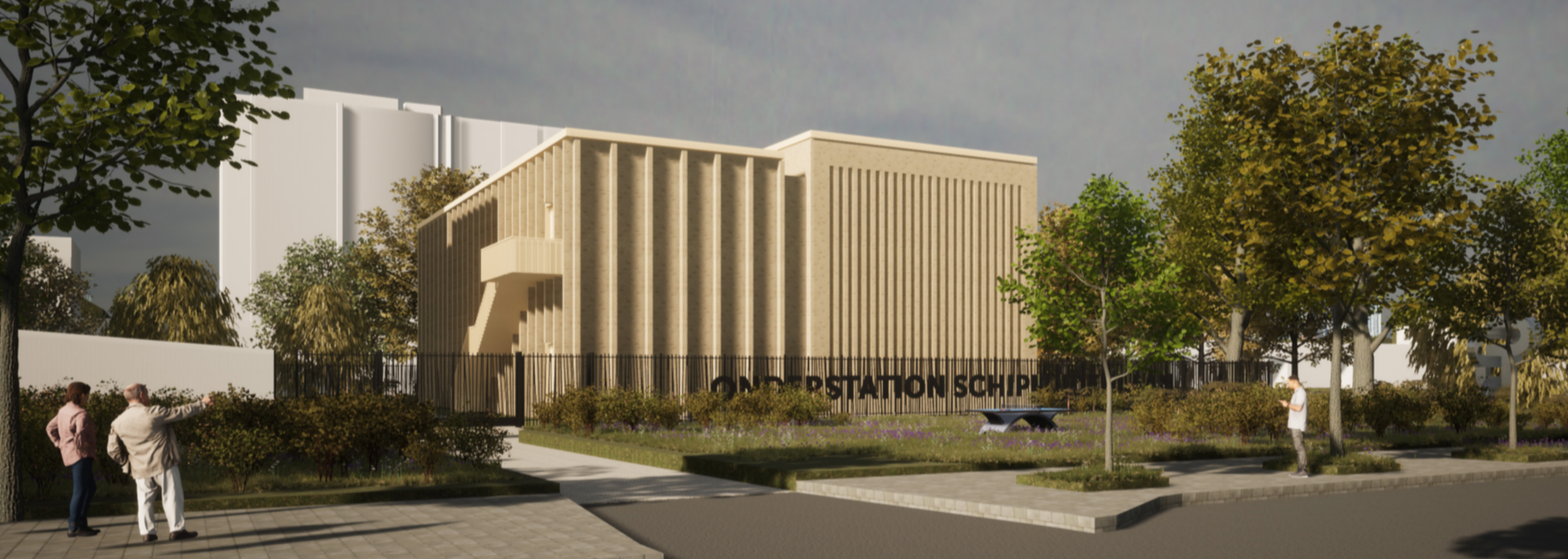 Impressie van het ontwerp van het onderstation aan de Schipluidenlaan