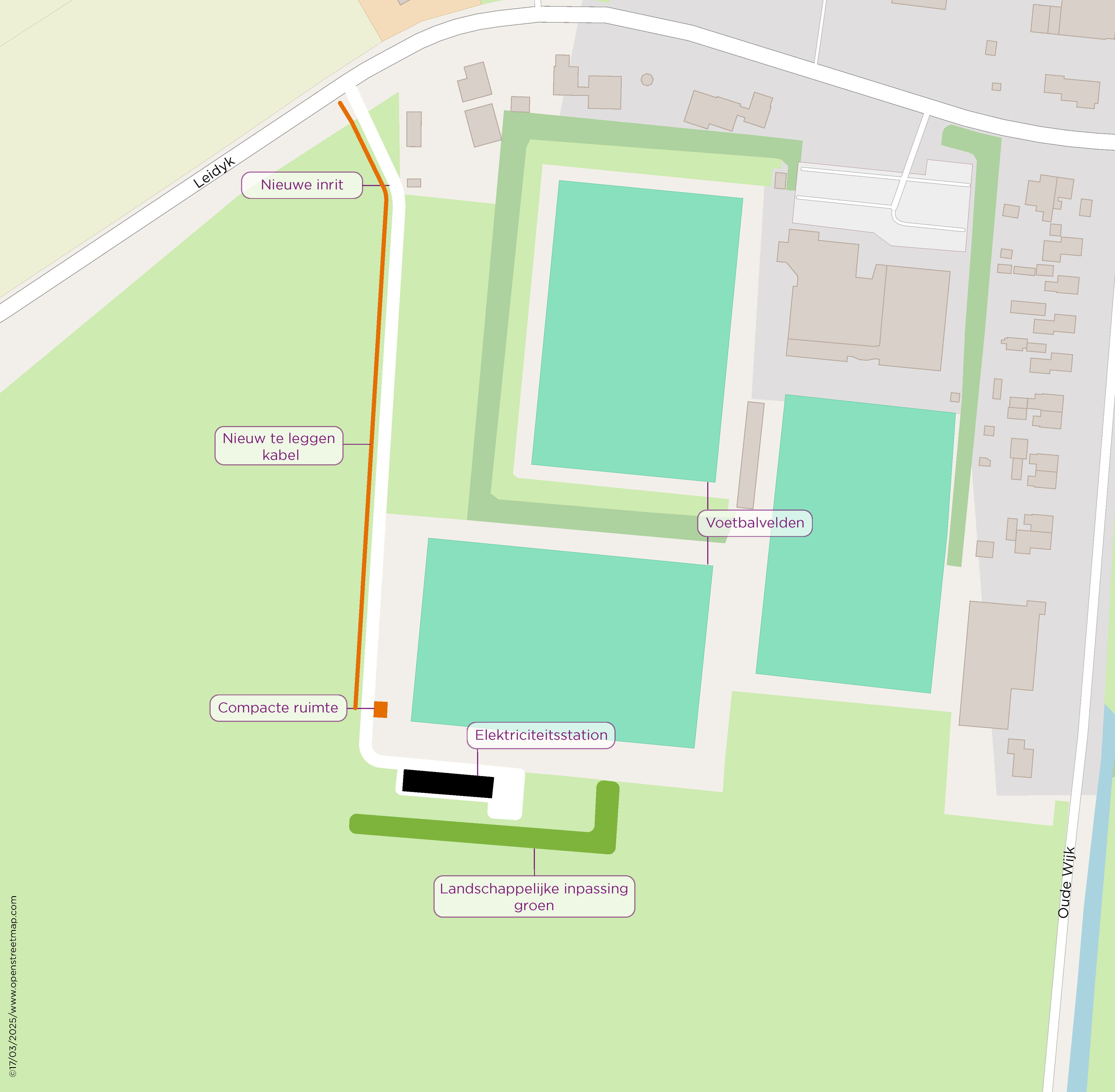 Plattegrond locatie elektriciteitsstation Waskemeer