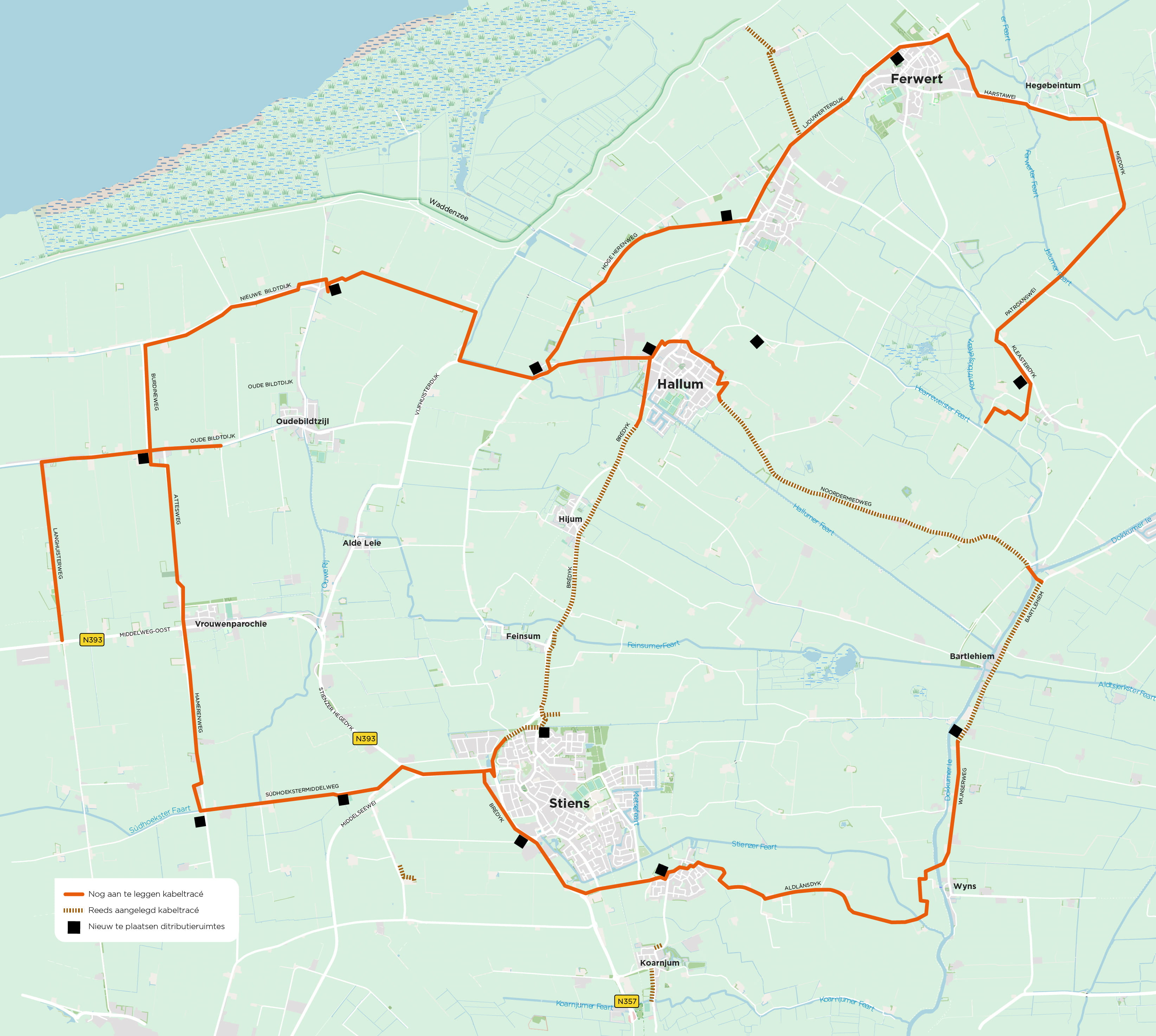 Tracékaart Hallum en Stiens