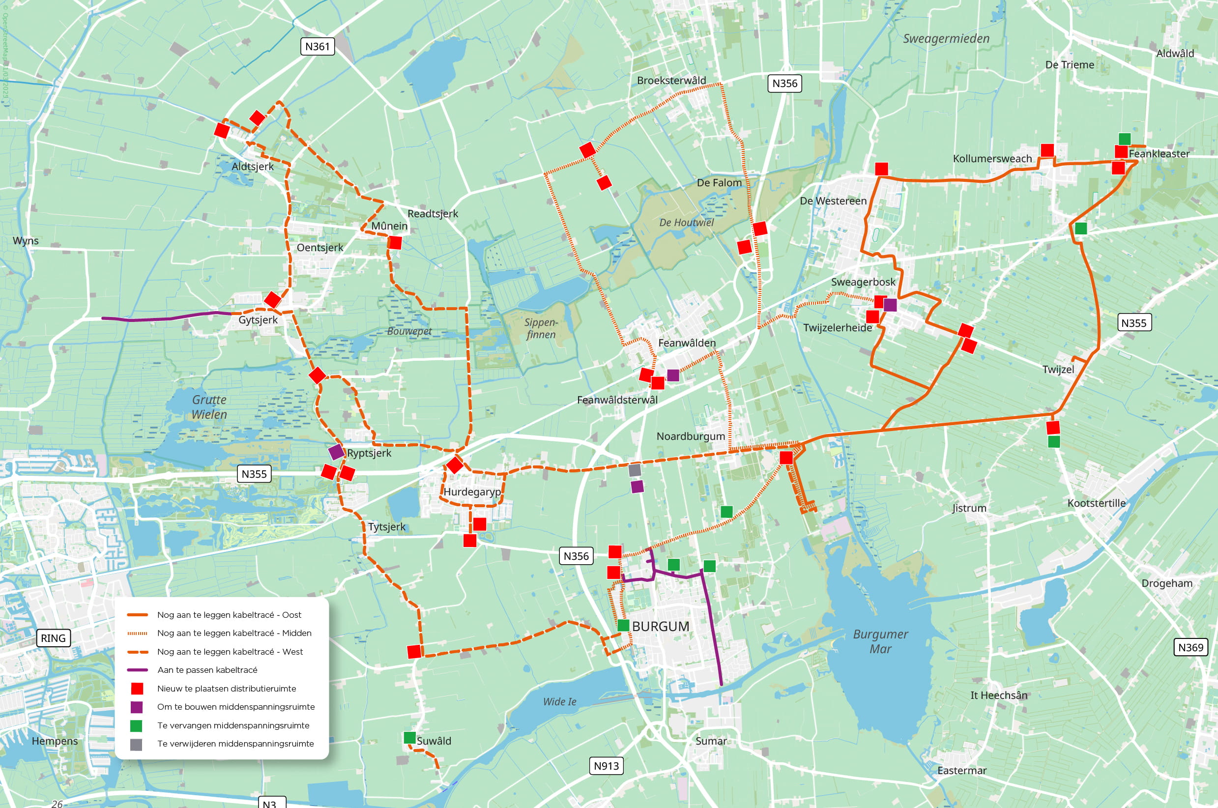 Werkgebied Burgum tracékaart