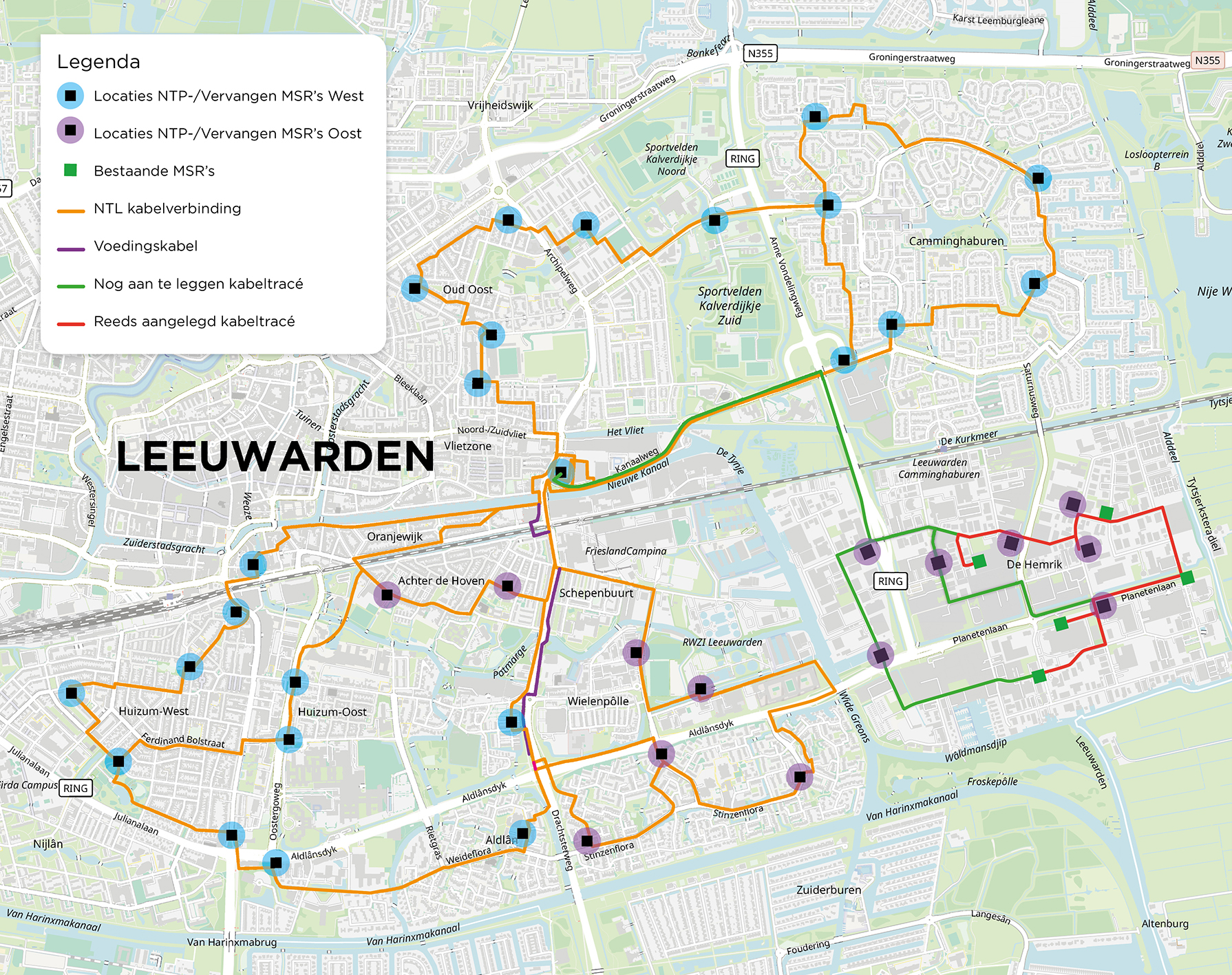 Verzamel kabelroute in Leeuwarden en omgeving