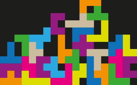 Decoratief, tetris spel afbeelding blokken