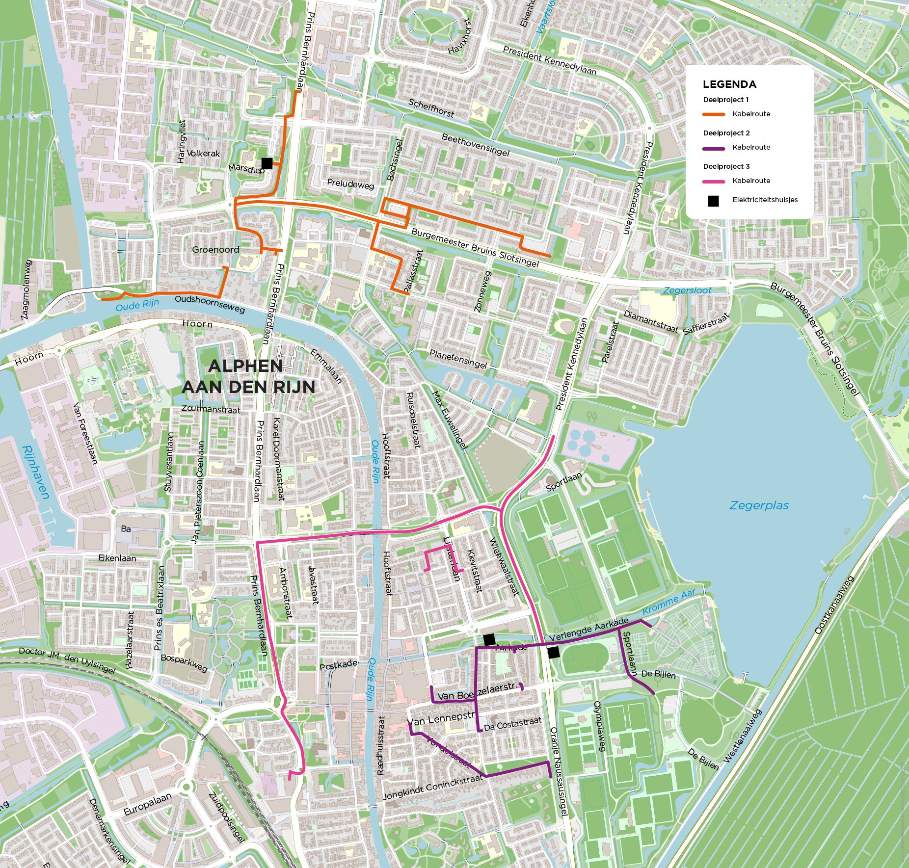 routekaart Alphen aan de Rijn
