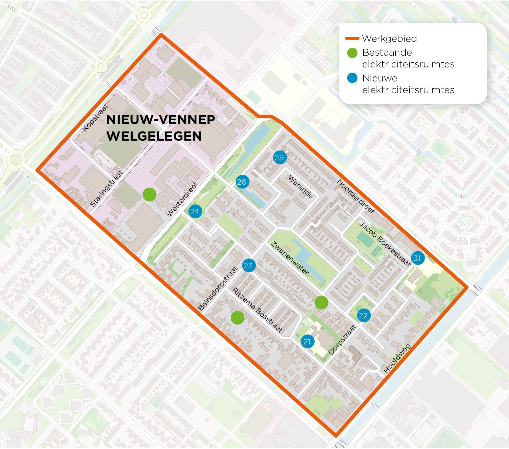 Kaart met werkzaamheden in Nieuw-Vennep Welgelegen