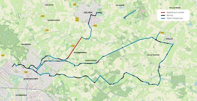 Overzichtskaart van de werkzaamheden in Doetinchem, Halle en Zelhem