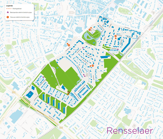 Kaart werkzaamheden Nijkerk wijk Rensselaer